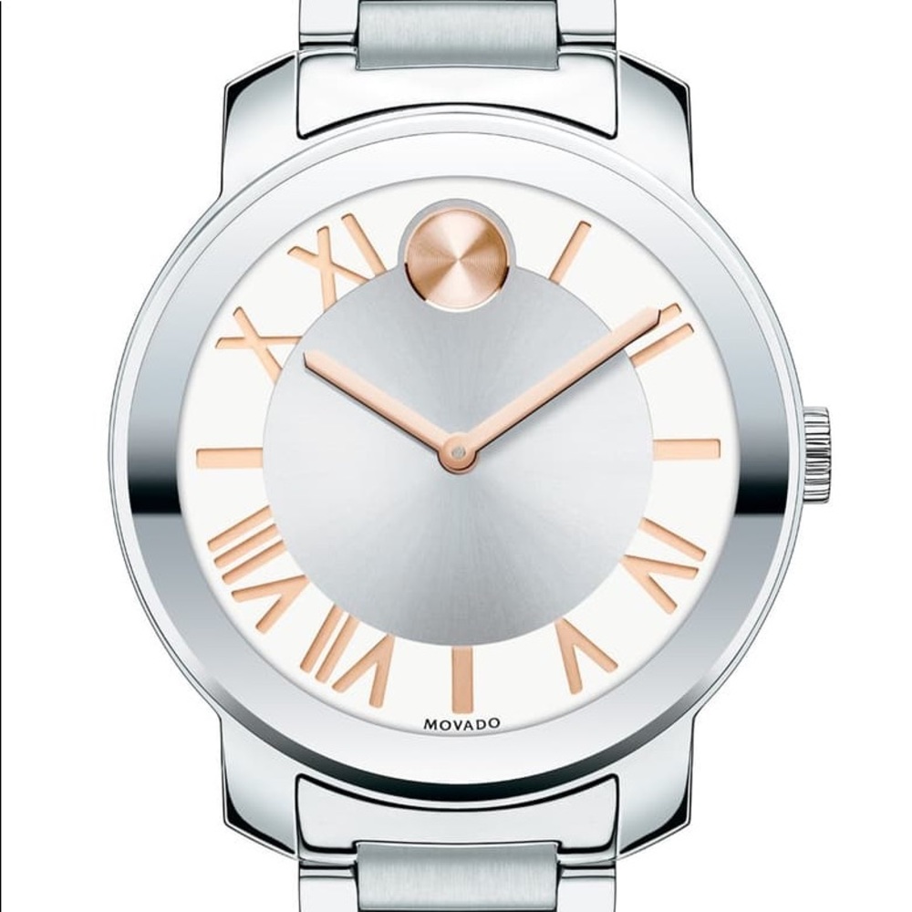 NWOT MOVADO BOLD WATCH SILVER Roman numeral 39mm